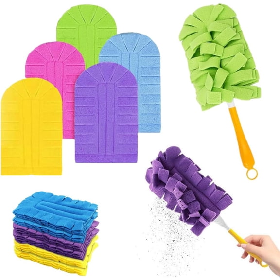 Reusable Chenille Microfiber Dust Duster, Removable Washable Cloth Covers, Efficient Home Cleaning (1 Set)