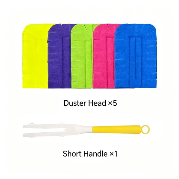 Reusable Chenille Microfiber Dust Duster, Reusable Duster with Removable Washable Cloth Cover, 360掳 Electrostatic Refills, Multi-Surface Dust Mop for Efficient Home Cleaning(1 Handle + 5 Cloth)