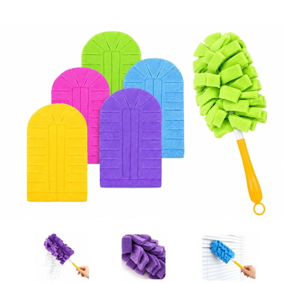 Reusable Chenille Microfiber Dust Duster, Reusable Duster with Removable Washable Cloth Covers, 360°Electrostatic Duster Refills, Multi-Surface Dusting Mop for Efficient Home Cleaning