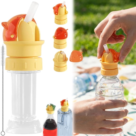 Reusable Children Beverage Water Bottle Straw Lid, 2 in 1 Design Flip Top Silicone Bottle Spouts for Kids, 4 PCS No Spill Spout Conversion Cap with Straw, Water Bottle Straw Cap for Most Bottles (AB)