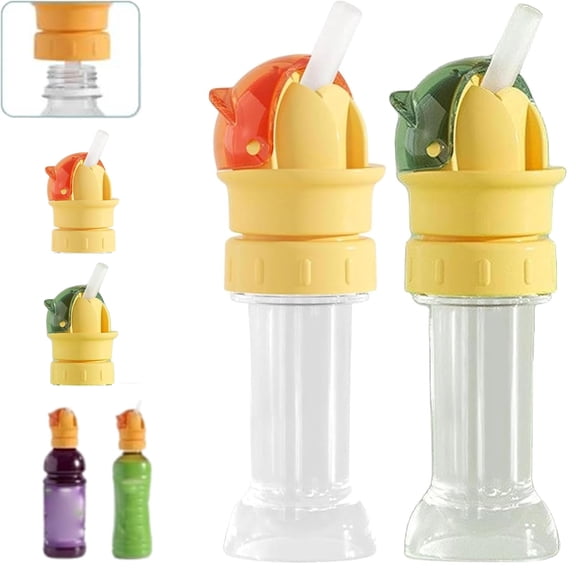 Reusable Children Beverage Water Bottle Straw Lid, Kids Water Bottle Spout Conversion Cap with Straw, 2 in 1 Design Wate Bottl Spout Adapter Portable, Spill-Proof Replacement Top
