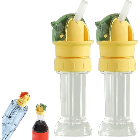Reusable Children Beverage Water Bottle Straw Lid, Kids Water Bottle Spout Conversion Cap with Straw, Silicone Bottle Spouts for Kids, 2 in 1 Design Wate Bottl Spout Adapter Portable (Green)