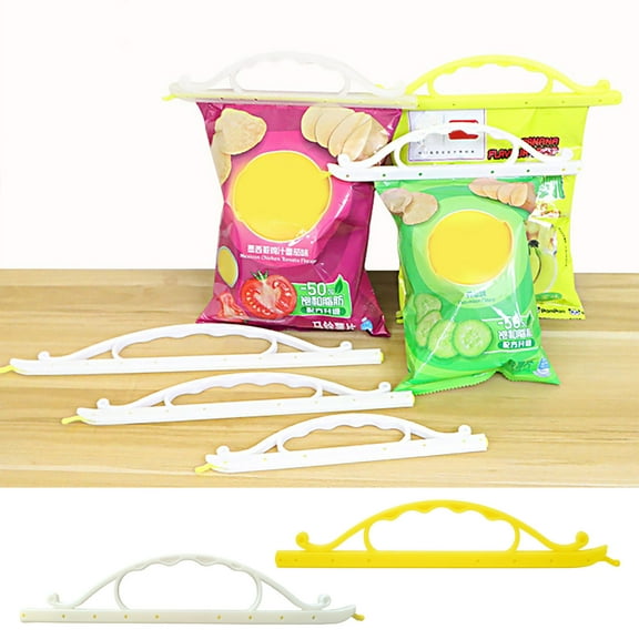 Reusable Chip Clips Bag Clips for Food, Multi-Size Sealing Sticks with Handle for Bread Bags, Chip Bags and Other Food Bags, Wall-Mountable, Air & Moisture Proof Durable (Yellow, 11.22in)