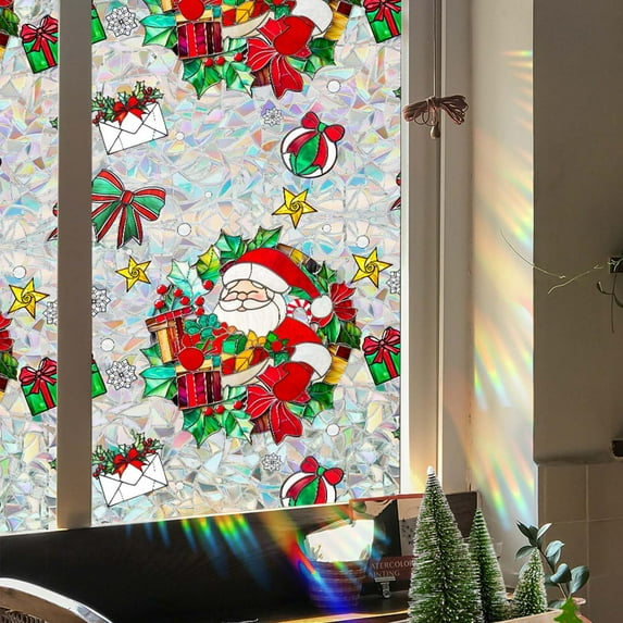 Reusable Christmas Static Window Decal - Double-Sided PVC Holiday Cling for Glass Door and Mirror Decorations