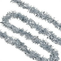 Reusable Christmas Tinsel Garland,Silver Decoration Metallic Tinsel,Twist Hanging Holiday Ornaments,for Birthday Baby Shower Wedding Party Decor (Set of 6)