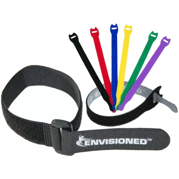 Reusable Cinch Straps & Cable Ties Combo Set, Multipurpose Quality Hook & Loop Cable Organizer, Securing Straps (26 Pack Assortment)