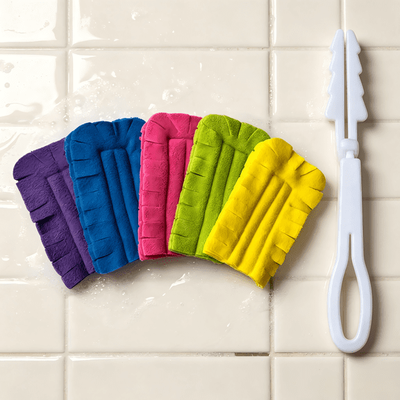 Reusable Cleaner Duster Tool,Heavy Duty Feather Flat Dusters with 5 Washable Cleaning Pads for Shutter Venetian Blind Cleaning Air Conditioner Vent and Handheld Dusting Use
