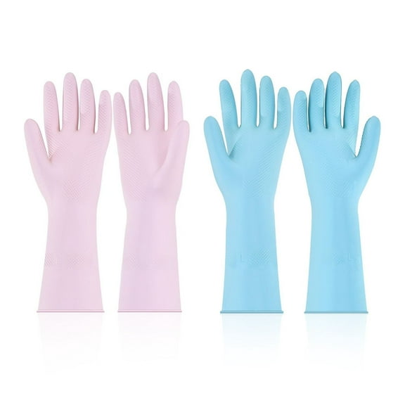 Reusable Cleaning Gloves 2 Pairs - Dishwashing Gloves Non-Slip Large - Household Cleaning, Kitchen, Bathroom - Latex Protective Gloves