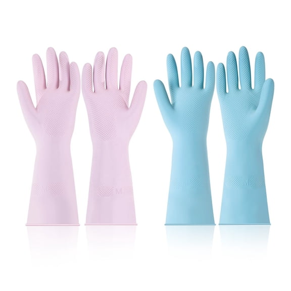 Reusable Cleaning Gloves, 2 Pairs, Household Dishwashing Gloves, Non-Slip, Medium Size