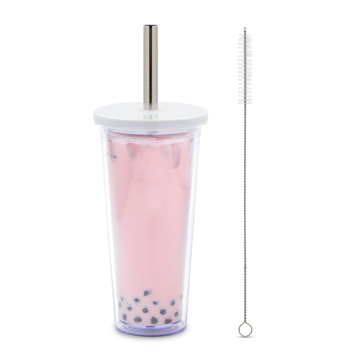 Reusable Clear Boba Bubble Tea Cup with Lid & Straw Set, To-Go Clear  Smoothie Drinking Tumbler, 24oz 