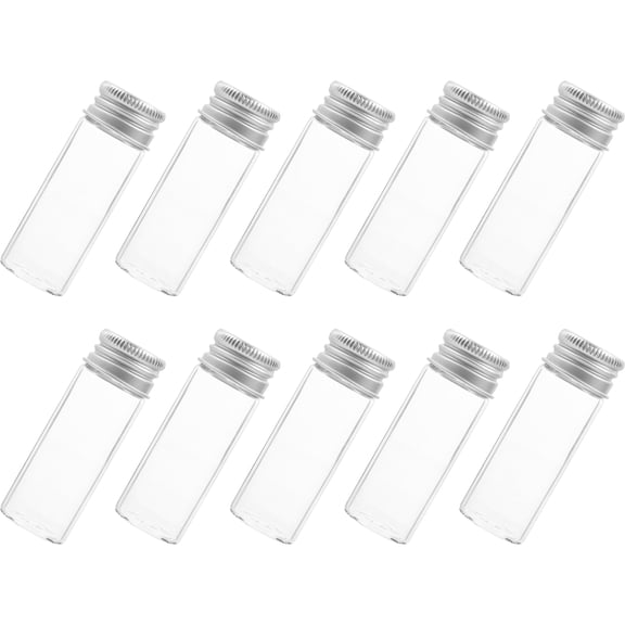 Reusable Clear Glass Bottle Flat Bottom Tubes Bath Salt Tea Flask Candy Jar Mini Aluminum Cap 20 Pcs