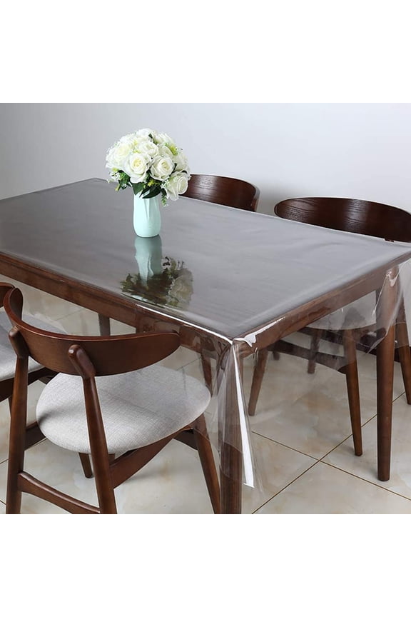 Reusable Clear PVC Tablecloth Protector Spill Proof Wipe Clean (70" Round)