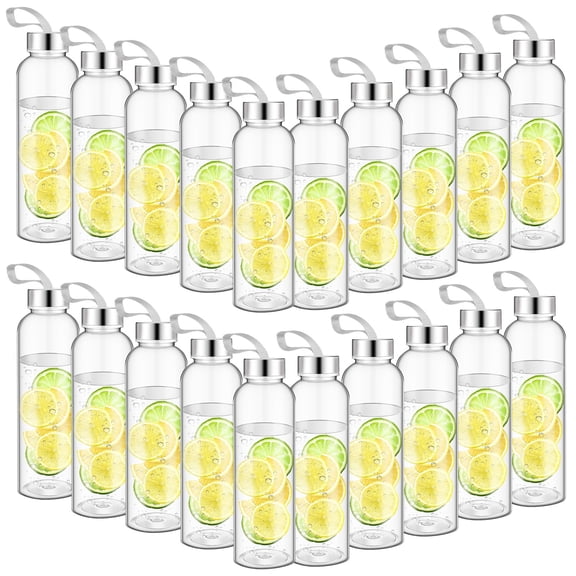 Reusable Clear Water Bottles Bulk With Stainless Steel Leak Proof Lids Sports Nylon Camying Strap For Party Gift Milk Smoothie Juice Beverage