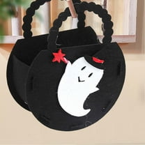Reusable Cloth Bags with Handle, Cute Halloween Theme Candy Bags, Halloween Trick or Treat Tote Bags for Party Gifts (Black/1 Pcs) 5.62x2.36x7.08"