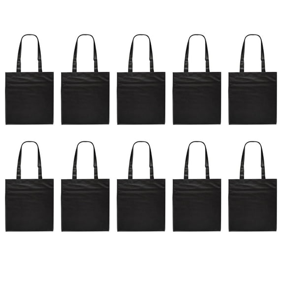 Reusable Cloth Fabric Grocery Tote Bags - 10 Pack - Gift Bags - Black