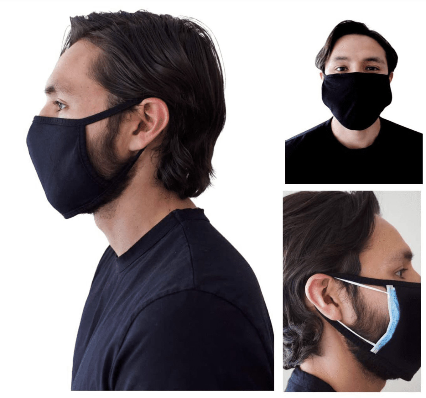 PLAIN BLACK- curved nose mask- for child and adult Face/Dust mask