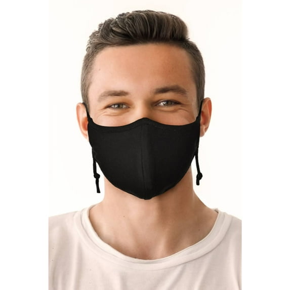 Reusable Cloth Fashion Face Mask with Adjustable Straps, Black