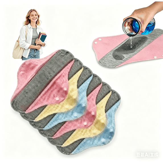 Reusable Cloth Menstrual Pads Washable Feminine Hygiene Pads With Button Closure Soft Breathable Protection 12PCS