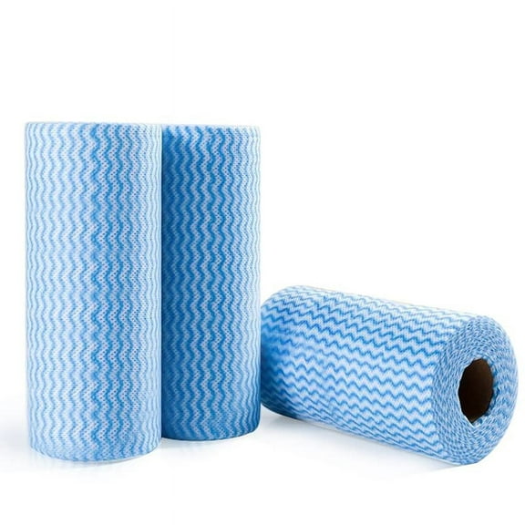 Reusable Cloths, Blue Disposable Kitchen Cleaning Rolls, Heavy Duty Cleaning Cloths,J Cloth, Blue, 50 Pcs/Roll, Total 3 Rolls