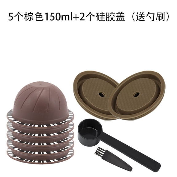 Reusable Coffee Capsule Pods Refillable Coffee Filter Cup Kit Food Grade PC Coffee Pods with Silicone Lids Measuring Spoon Cleaning Brush Compatible Coffee Maker Sustainable Coffee Accessories