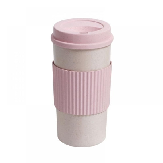 Reusable Coffee Cup with Lid and Sleeve | Wheat Fiber Portable Travel Mug | Dishwasher Safe, Zero Waste, Plastic Free with Leak-Proof