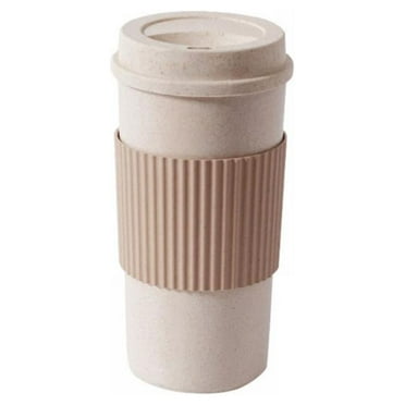 Reusable Coffee Cup with Lid and Sleeve | Wheat Fiber Portable Travel Mug | Dishwasher Safe, Zero Waste, Plastic Free with Leak-Proof