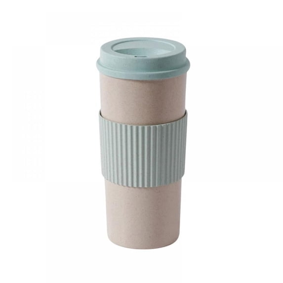 Reusable Coffee Cup with Lid and Sleeve | Wheat Fiber Portable Travel Mug | Dishwasher Safe, Zero Waste, Plastic Free with Leak-Proof