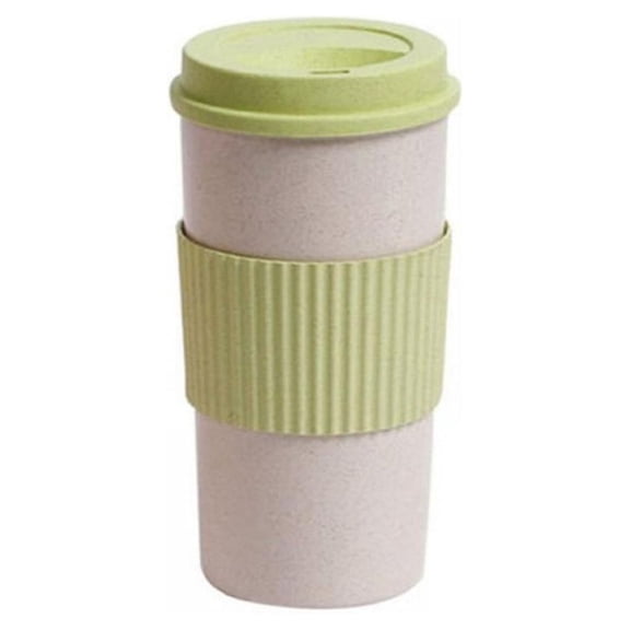 Reusable Coffee Cups with Lids, Natural Fiber Coffee Mug and Travel Cup, Food-Grade Coffee Travel Mug