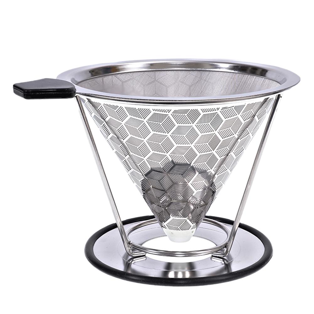 Reusable Coffee Filter Stainless Steel Holder Metal Mesh Funnel Baskets 