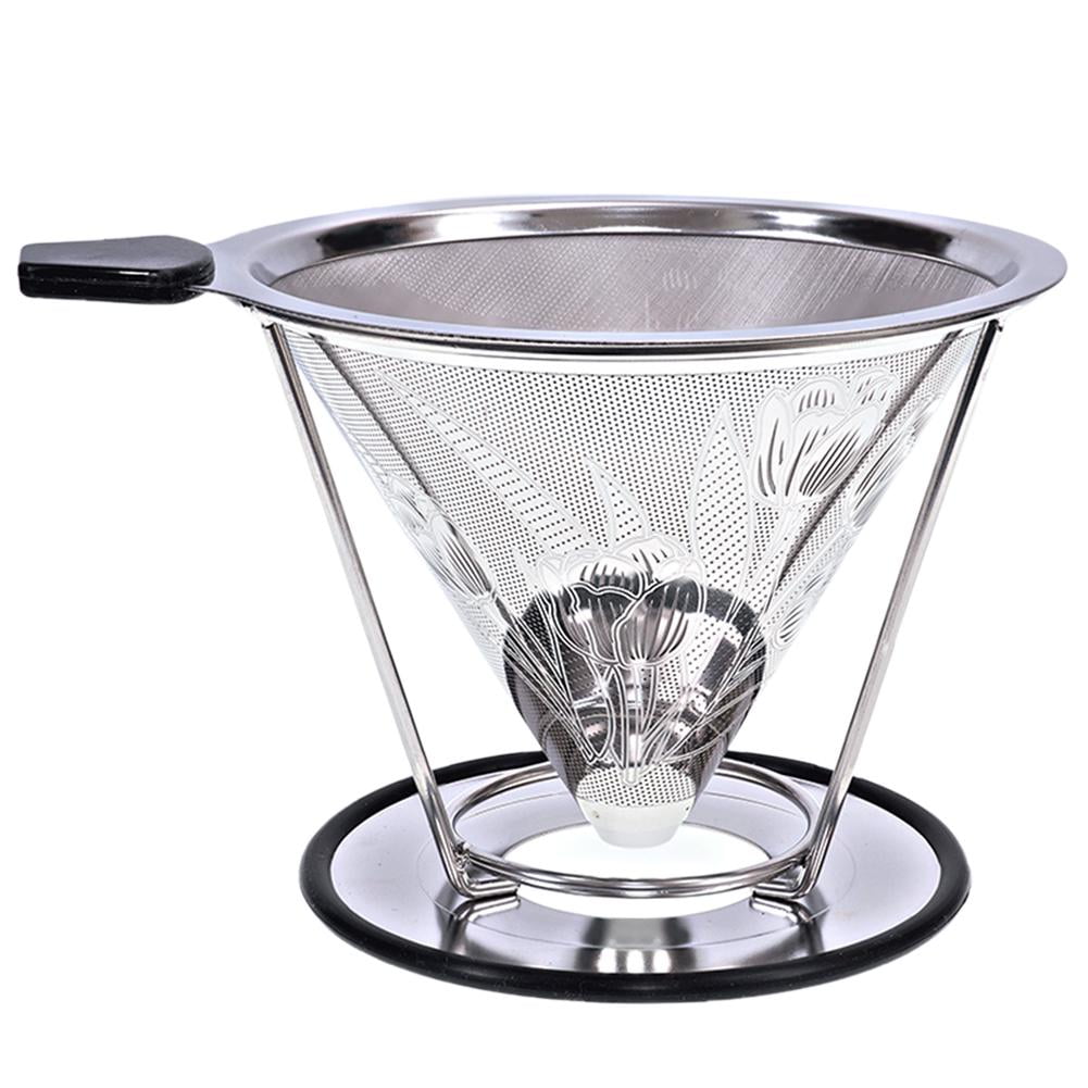 Reusable Coffee Filter Stainless Steel Holder Metal Mesh Funnel Baskets