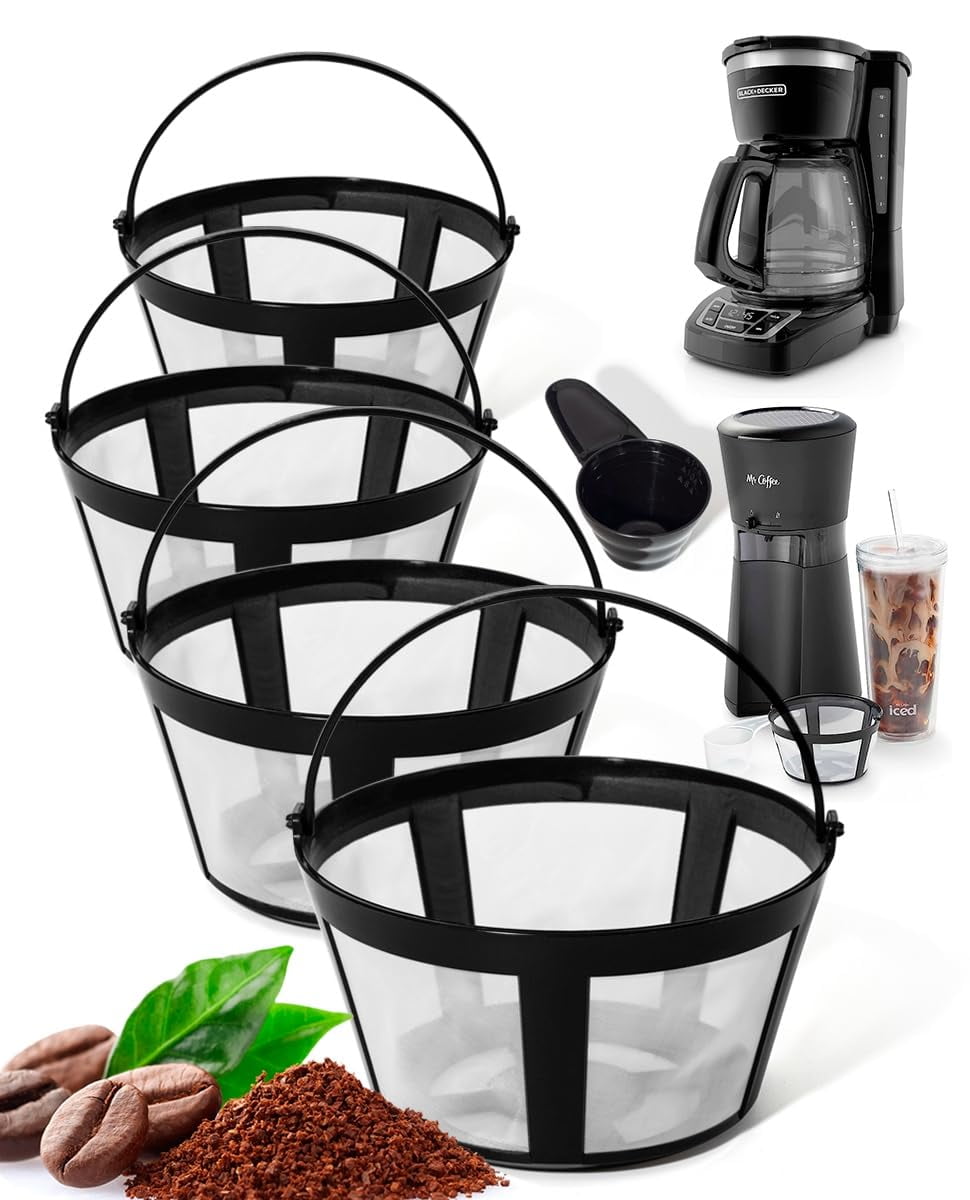 Mr. Coffee 5 Cup Reusable Coffee Filter Reusable Coffee Filters 4 Packs - 8-12 Cup Mr Coffee Filters Permanent