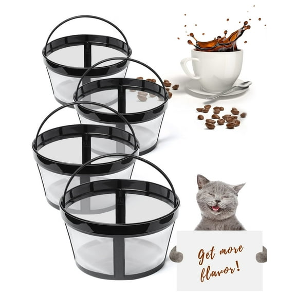 Reusable Coffee Filters, 4 Packs for 8-12 Cup Coffee Filter Nylon Material Dishwasher Safe Coffee Basket