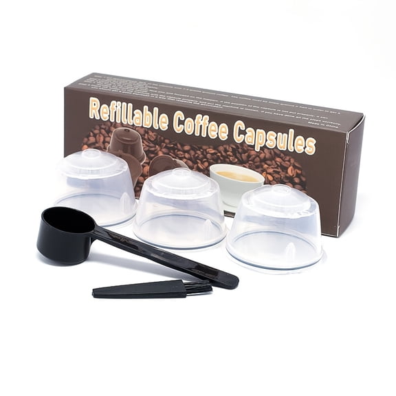 Reusable Coffee Pods - 3-Pack for Machines - Plastic Refillable Coffee Filters with Spoon - Compatible with