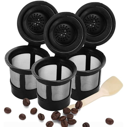 Reusable Coffee Pods, Refillable Coffee Filters for Keurig, Single Serve Coffee Filter Cup- Compatible with Keurig K Coffee Maker with Coffee Spoon Brush
