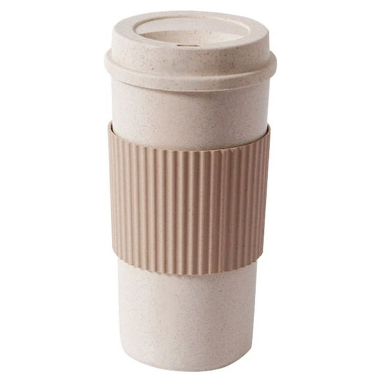 450ML Coffee Cups with Lids Wheat Straw Reusable Portable Coffee