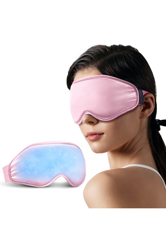 Reusable Cold Eye Mask for Puffy Eyes, Gel Compress for Under Eye Bags, Eye Strain and Rest - Pink
