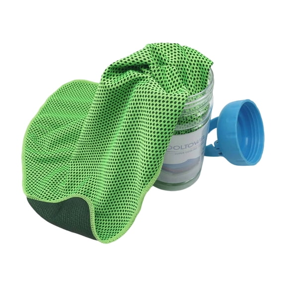 Quick Dry Absorbent Cooling Sweat Towel & Storage Bottle Set, Instant Chill Sports Towel Ideal for Running, Gym Training & Outdoor Use