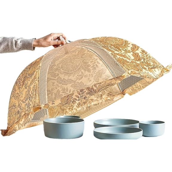Reusable Collapsible Mesh Food Cover, Foldable Dustproof Net for Outdoor Picnics, Indoor Dining Table, and Fruit Bowl Protection, Easy Storage Design