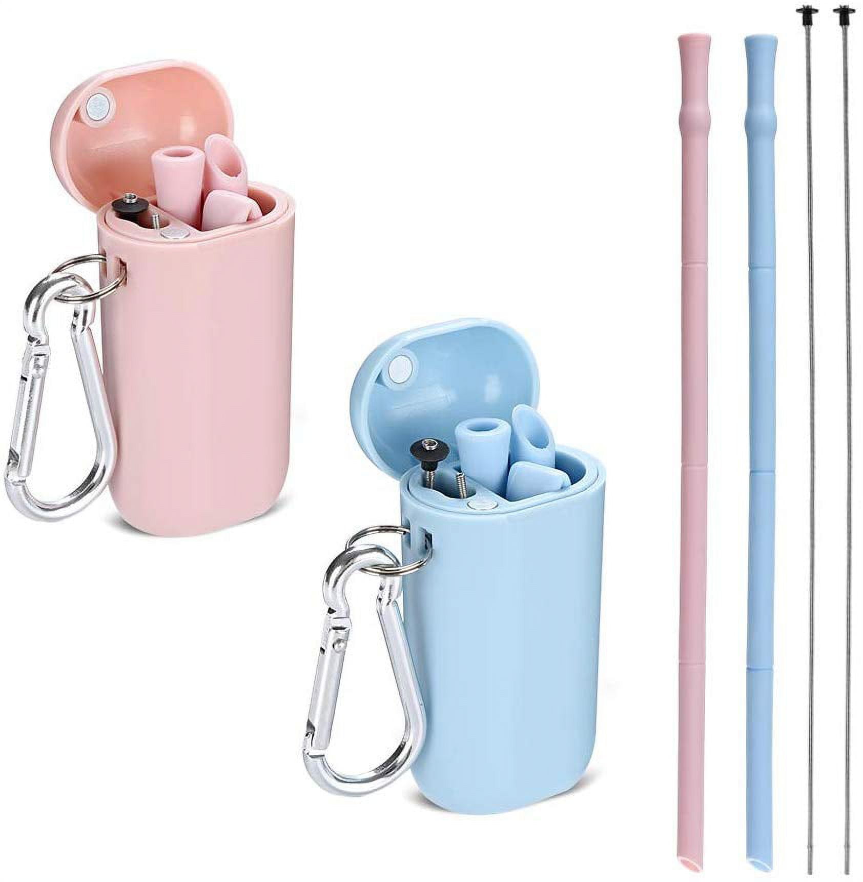 Reusable Collapsible Silicone Straws, Portable Folding Drinking Straws