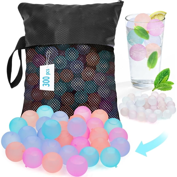 Reusable Color-Changing Round Ice Cubes Set 300-Pack BPA-Free Non-Melting Plastic