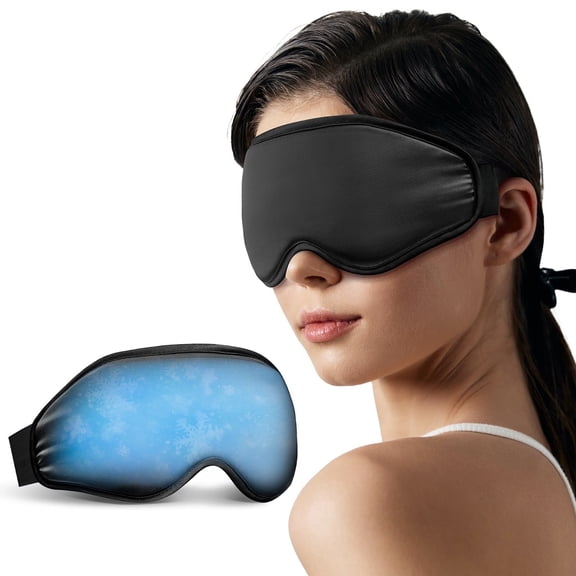 Reusable Cooling Eye Mask for Puffy Eyes, Soft Gel Cold Compress for Eye Fatigue, Puffiness and Relaxation - Black