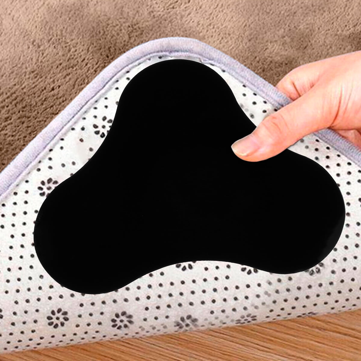 4/8 Pcs Rug Grippers Stopper Anti Slip Corner Non-Slip Mat Non-Curling  Reusable Washable Carpets Pads 