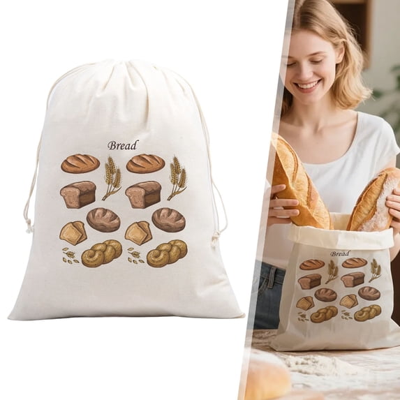 Reusable Cotton Bread Bag for Homemade Sourdough, 40X30Cm Linen Bpa-Free Proofing Bag, Keeps Bread Fresh in Fridge Or Freezer for Storage (Style F)