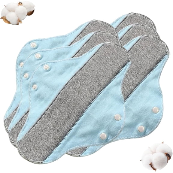 Reusable Cotton Cloth Menstrual Pads, Washable Leakproof Incontinence Liners with Adjustable Snaps, Breathable Eco-Friendly Absorbent Pads for Women Postpartum Elderly Care