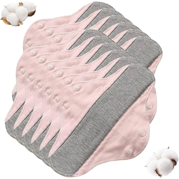 Reusable Cotton Cloth Menstrual and Incontinence Pads for Women, Leak-Proof Period Liners