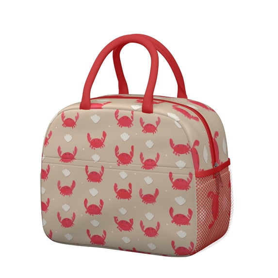 Reusable Crab Lnsulated Lunch Bag for Women & Men-Leakproof Water-Resistant Cooler Tote,Large Capacity(10.6x8.7x6.3in)for Work,Office,Travel,Picnic,Beach.