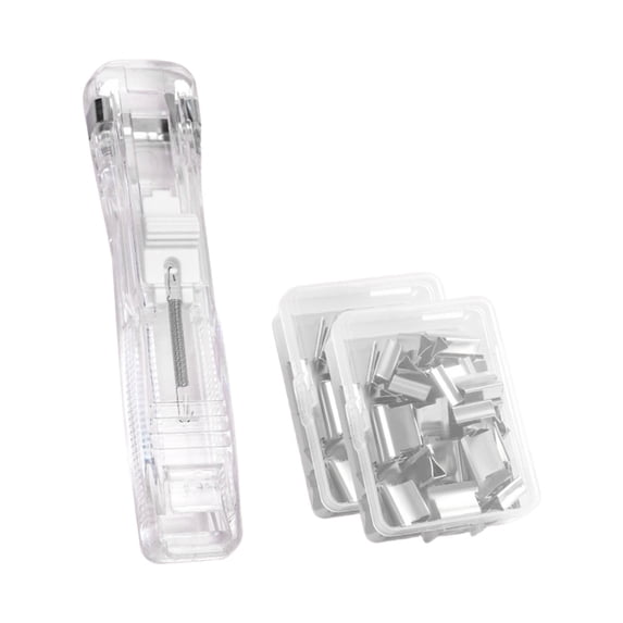 Reusable Creative Stapler Push Stapler, Ongmies Paper Clamp Dispenser, Reusable Paper Clamp Dispenser, Multi-Purpose Metal Clamp with Refillable Capacity for Paper Clips