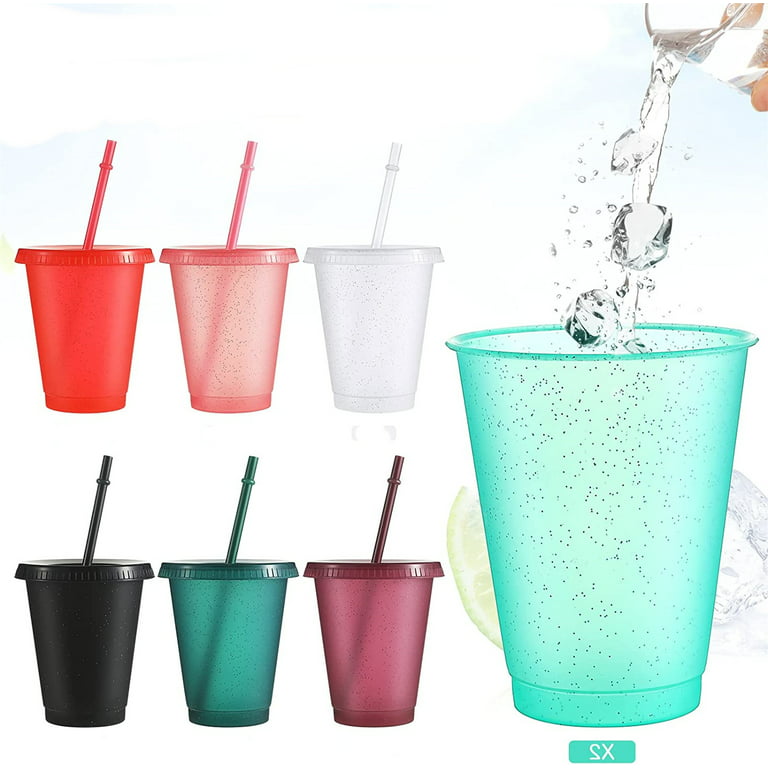 Reusable Cups with Lids and Straws - 7 Iced Coffee Cups with Lids, Plastic  Tumblers with Lids and Straws, Plastic Cups with Lids and Straws, Travel Cup  with Lid and Straw, Cold