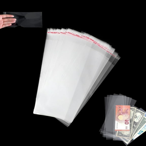 Reusable Currency Sleeves,200pcs Adhesive Self-Sealing Packing Bags,HYG Plastic Banknote Storage Pouch for Gift,Birthday,Wedding