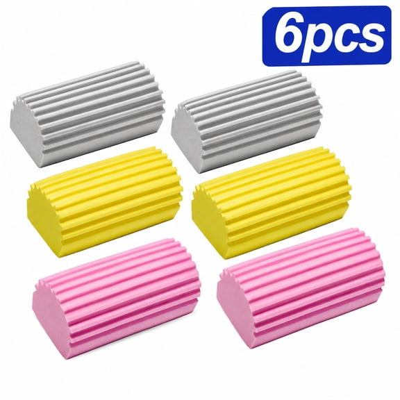 Reusable Damp Cleaning Sponges, 6 Pack Dust Removal Sponge for Blinds, Windows, Mirrors & Baseboards, Household Wet Wipe Cleaning Pads